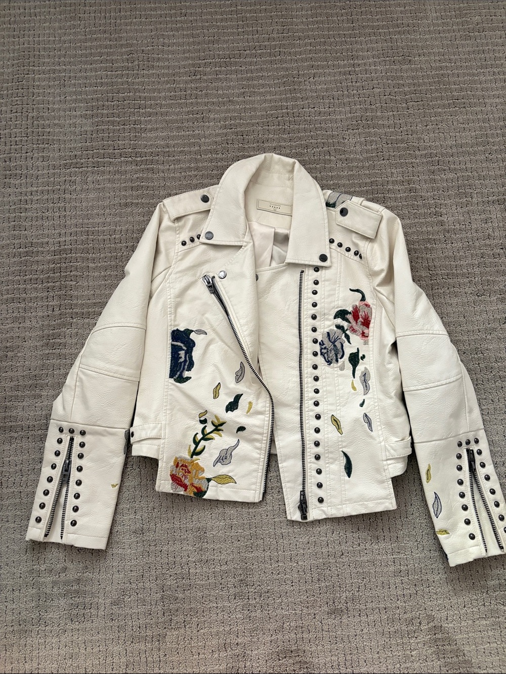 Embroidered leather jacket from Blank NYC